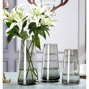 馨怡透明水养鲜花玻璃瓶摆件北欧高级感插花客厅插玫瑰的轻奢花瓶