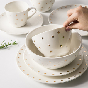 北欧星星餐具陶瓷碗碟套装家用创意盘子菜盘饭碗面碗汤碗沙拉碗大