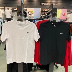 Nike/耐克夏正品小标刺绣短袖男女纯棉运动T恤宽松休闲半袖BV0508