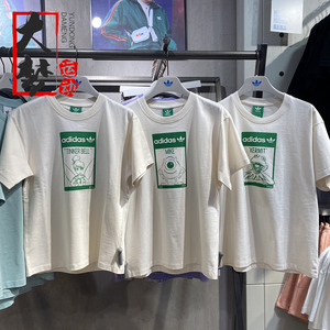 Adidas三叶草 男女迪士尼卡通联名印花圆领短袖T恤 GP3392 GQ4152
