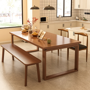 曲美家具北欧加厚实木腿餐桌家用吃饭办公桌客厅日式长方形工作台