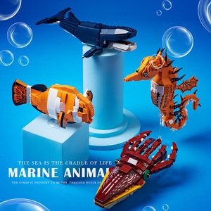 乐高海洋馆动物鲨鱼螃蟹拼装积木益智组装玩具鲸鱼男孩8-12岁礼物
