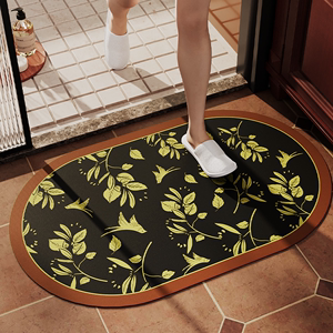 美式椭圆浴室地垫卫生间硅藻泥吸水速干防滑脚垫厕所防摔门口地毯