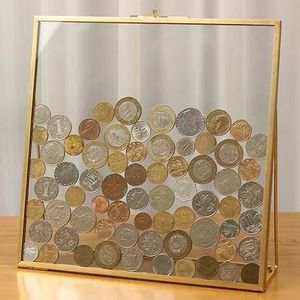 【工厂直营】复古六边形硬币收藏玻璃透明相框挂墙装饰摆台画框