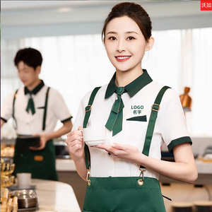 餐饮服务员工作服夏季短袖女衬衣KTV酒吧网红蛋糕奶茶店前厅工衣