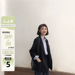 大sim小sim 小个子黑色西装外套女2024春季新款韩版宽松西服上衣