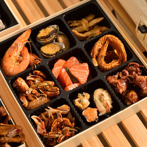 卤肉熟食分装打包盒火锅配菜分装盒餐盒鸭货木质分装餐盒