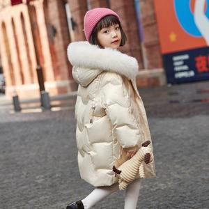 韩系羽绒棉服中长款2023新款大童女孩冬装显瘦加厚外套冬季洋气冬
