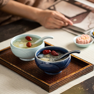 中式餐具莲花碗陶瓷米饭碗汤碗精致家用水果坚果盘甜品甜点糕点盘