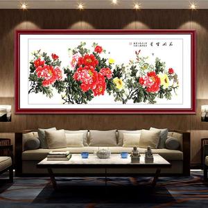 花开富贵牡丹图国色天香客厅装饰富贵满堂新中式花鸟背景墙壁挂画