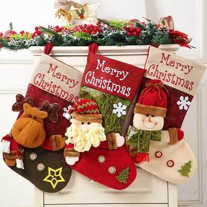 圣诞节装饰品圣诞袜子老人礼物袋派对布置雪人麋鹿儿童礼品袜挂件