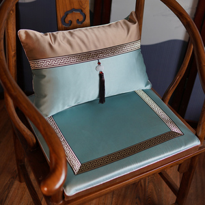 蓝色中式实木椅子坐垫茶椅垫圈椅纯色红木椅垫套餐桌防滑椅垫定制