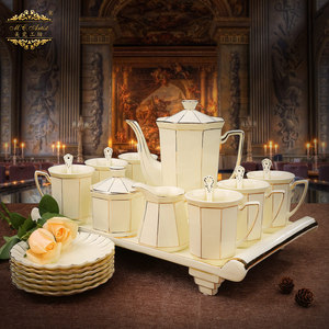 美瓷工坊欧式宫廷咖啡具套装陶瓷茶具下午茶杯碟带盖勺水杯具2100