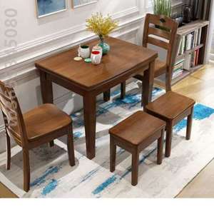 桌椅伸缩实木可餐桌餐桌长方形饭桌家用小户型轻奢折叠简约歺现代