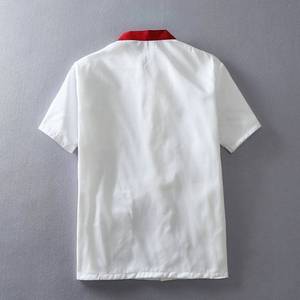 夏工装QA01新款厨师服短天袖上衣色厨房酒店透气男女作服白红领饭