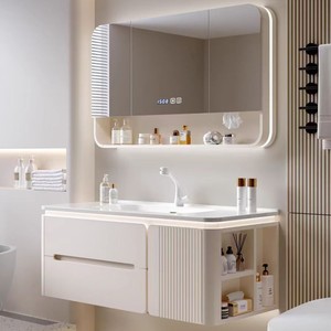 九牧浴室柜橡木烤漆卫生间洗脸盆组合陶瓷一体盆简约现代洗手台柜