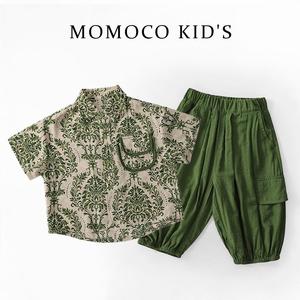 MOMOCO/玛米玛卡2024夏季新款儿童短袖衬衫套装时尚休闲潮流韩版