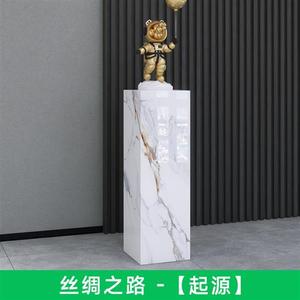 大理石摆件底座客厅玄关岩板立柱展示台电视柜落地大摆件墩子花架