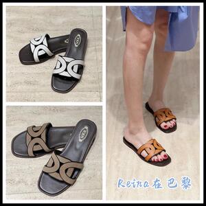 法国直邮Tods/托德斯春夏新品女士KATE麻花扣真皮平底凉鞋拖