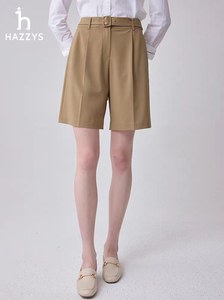【商场同款】Hazzys哈吉斯2024夏季新品休闲五分裤单褶西装短裤女