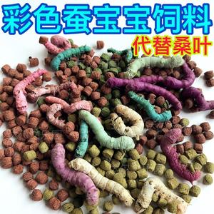 彩色蚕宝宝变色颗粒饲料天然新配方代替新鲜桑叶大小盒七彩蚕饲料