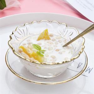 燕窝碗甜品碗盅汤碗餐具高档水晶碗金边玻璃碗家用银耳粥碗精致