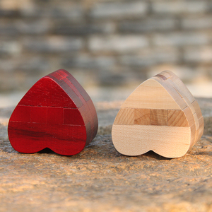 木制心形机关孔明锁鲁班锁藏物盒子红色爱心形锁创意成人智力玩具