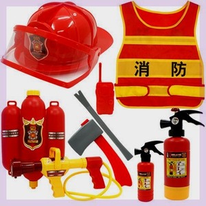 儿童消防员玩具一整套装帽子马甲衣服背包水枪喷水仿真灭火器山姆