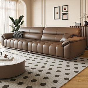 全友家居 意式极简真皮沙发组合现代简约小户型客厅钢琴键头层