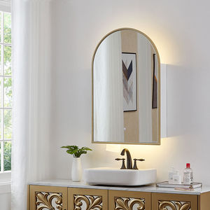 美式拱形智能浴室镜柜轻奢风多功能挂墙式卫生间洗漱台储物柜定制