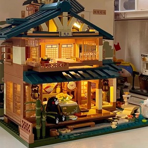 熊本熊木屋积木房子迷你街景六一儿童节礼物拼装益智积木玩具摆件