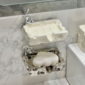 厕所放肥皂盒淋水壁挂式粘钩上墙肥皂盒正方形大尺寸子母扣肥皂盒