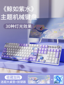 雷蛇适配前行者鲸如紫水机械键盘茶轴青轴有线电脑女生办公游戏bi