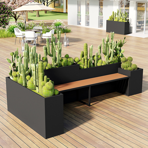 户外不锈钢坐凳花箱定制花槽组合花盆园林景观座椅花坛铁艺种植箱