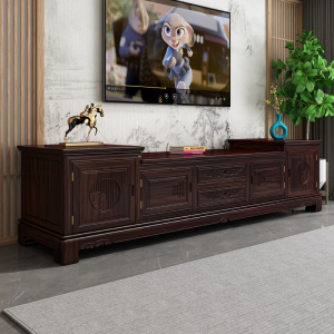 全实木电视柜小户型现代简约客厅家用仿古2.2米地柜落 地电视机柜