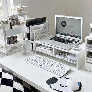 留白桌面收纳笔记本电脑增高架抽屉宿舍办公室显示器书桌上置物架