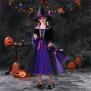 万圣节儿童服装女巫演出服女童巫婆裙cosplay恐怖装扮吸血鬼服饰