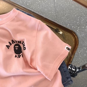 日系儿童清货炸街猿猴短袖男女宝潮牌T恤夏季中小童洋气粉色卡通