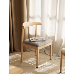 IKEA宜家餐椅家用椅子餐桌椅现代简约仿实木牛角椅铁艺餐厅凳子靠