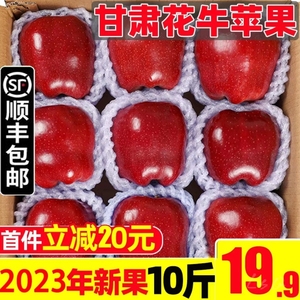 甘肃天水花牛苹果蛇红平安果面粉脆沙甜新鲜水果10斤礼盒顺丰包邮