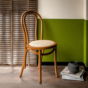 法式美式实木藤编复古餐椅索耐特家用餐厅阳台靠背椅子甜品店桌椅