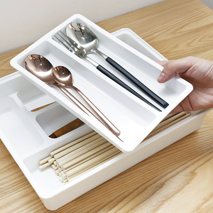 日式抽屉收纳盒厨房筷子餐具多层分隔式整理橱柜分格双层置物盒
