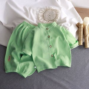 巴拉巴柆儿童棉纱套装夏季新男女宝宝纯棉空调服洋气两件套纯色10