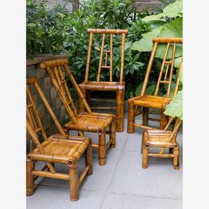 老式靠背竹椅子纯手工茶馆传统怀旧竹编小竹椅小藤椅复古竹凳子