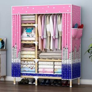 布衣柜木架简易布艺实木组装寝室大容量婴儿童家用经济型牢固拉链