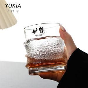 日本疫情甩单 限定款竹鹤玻璃杯 威士忌杯酒杯高级感中古贴手杯子