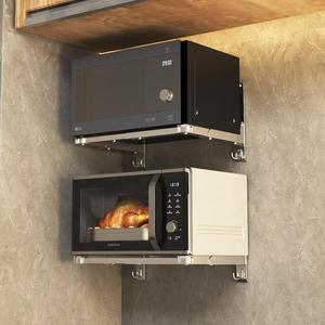 不锈钢微波炉支架厨房置物架壁挂挂件收纳架储物架烤箱架用品用具