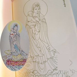 描经佛像菩萨地藏王画册描金线白描图像画稿千手观音手绘本35观音