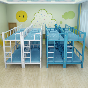 幼儿园双层床小学生午托床铺铁架小餐桌辅导托管班午睡上下儿童床