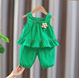 韩版网红女童夏季套装儿童洋气时髦吊带背心两件套薄款三岁女宝宝